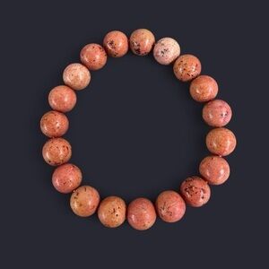 Rhodonite Gemstone Bead Bracelet 10mm